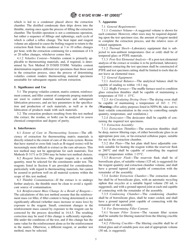 ASTM C613/C613M-97(2003)e1 - Standard Test Method for Constituent Content of Composite Prepreg by Soxhlet Extraction