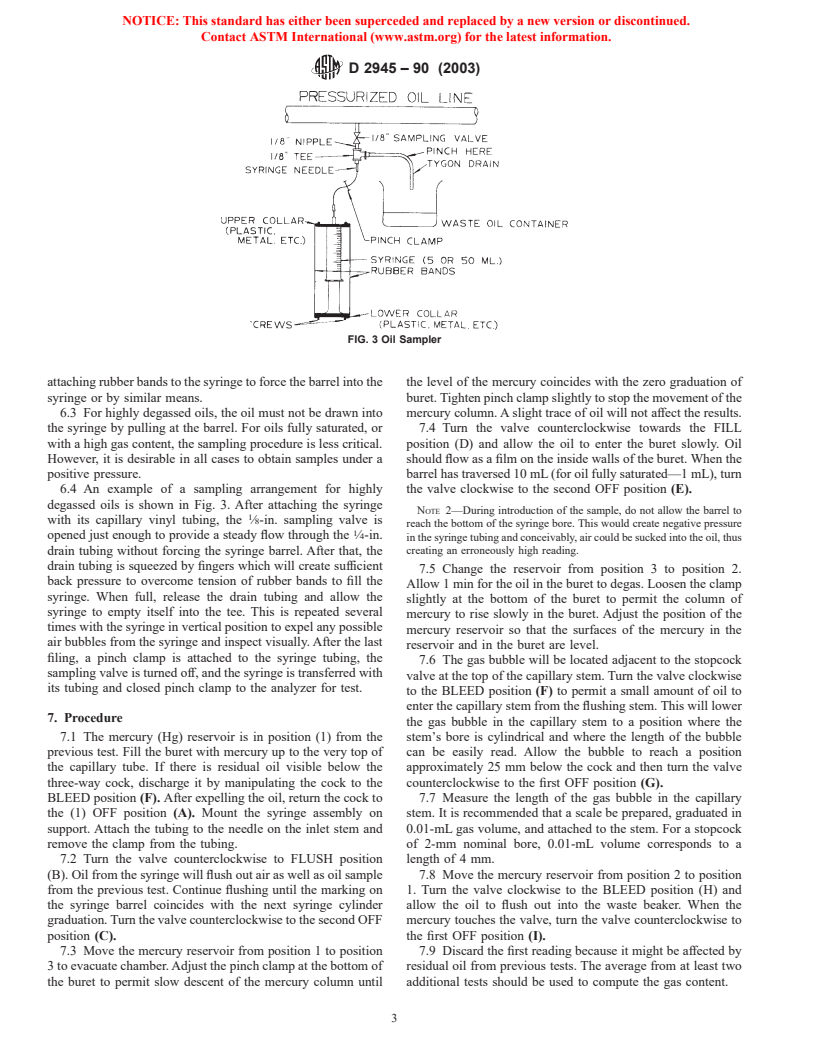 ASTM D2945-90(2003) - Standard Test Method for Gas Content of Insulating Oils