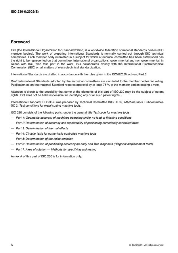 ISO 230-6:2002 ISO 230-6:2002 - Test code for machine tools - Page 4 preview