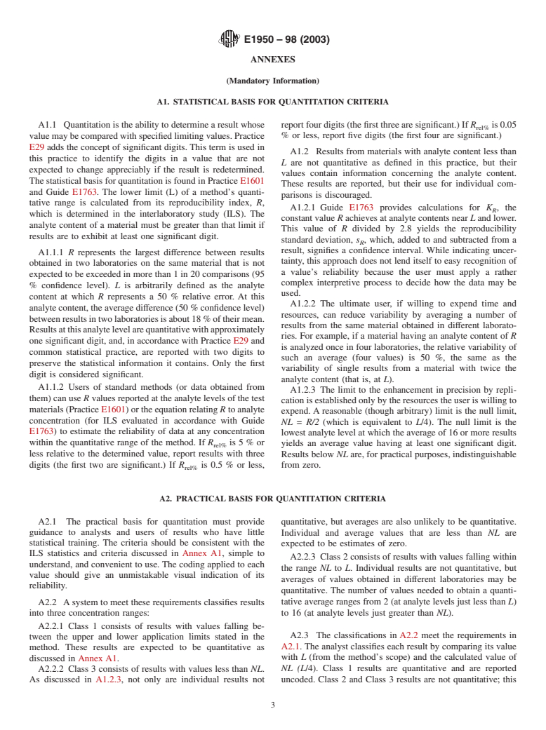 ASTM E1950-98(2003) - Standard Practice for Reporting Results from Methods of Chemical Analysis