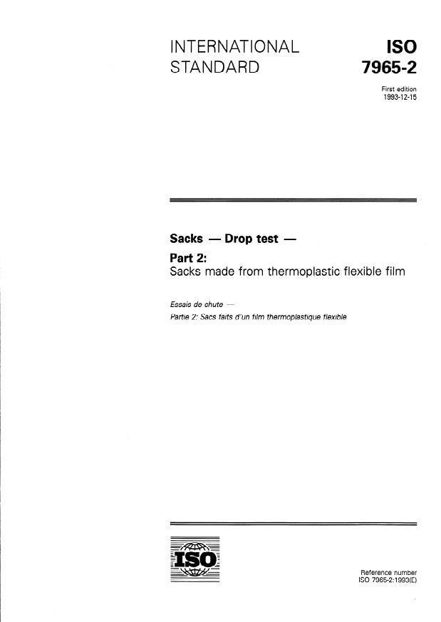 ISO 7965-2:1993 - Sacks -- Drop test