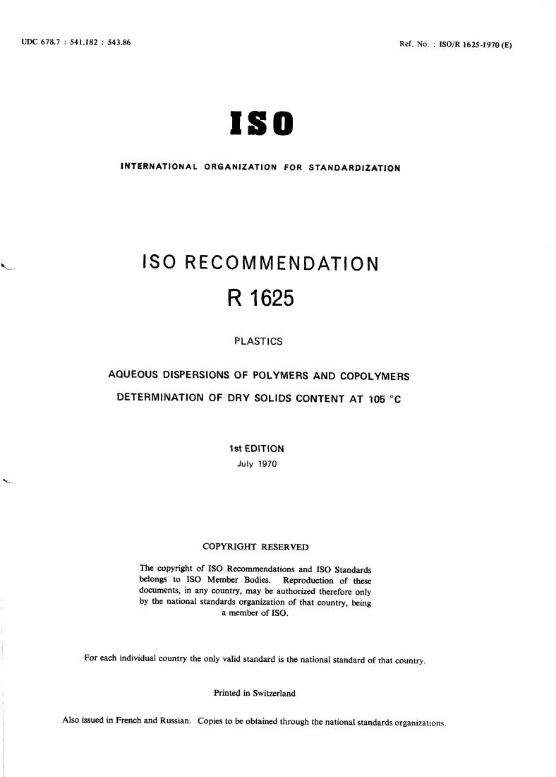 ISO/R 1625:1970 - Title missing - Legacy paper document
Released:1/1/1970