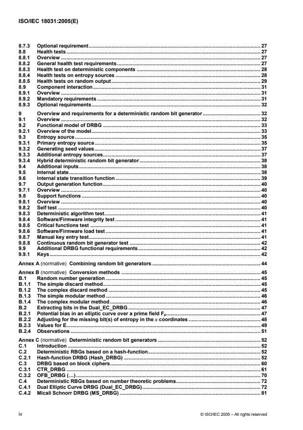 ISO/IEC 18031:2005 ISO/IEC 18031:2005 - Information technology -- Security techniques -- Random bit generation - Page 4 preview