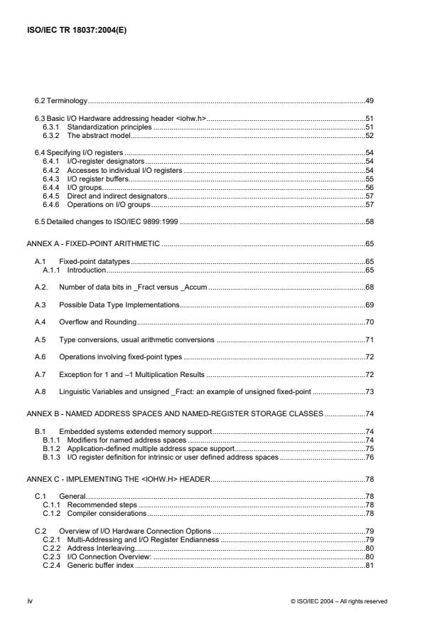 ISO/IEC TR 18037:2004 ISO/IEC TR 18037:2004 - Programming languages -- C -- Extensions to support embedded processors - Page 4 preview
