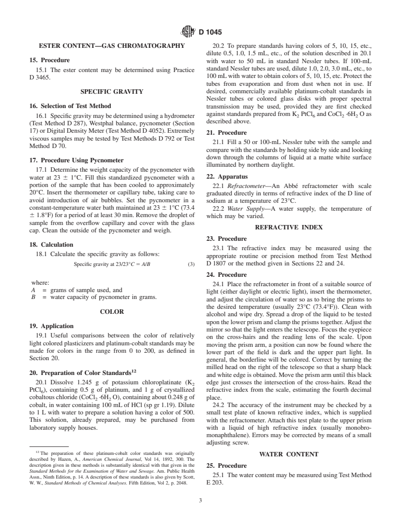 ASTM D1045-95(2001) - Standard Test Methods for Sampling and Testing Plasticizers Used in Plastics