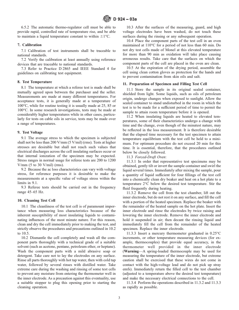 ASTM D924-03a - Standard Test Method for Dissipation Factor (or Power Factor) and Relative Permittivity (Dielectric Constant) of Electrical Insulating Liquids