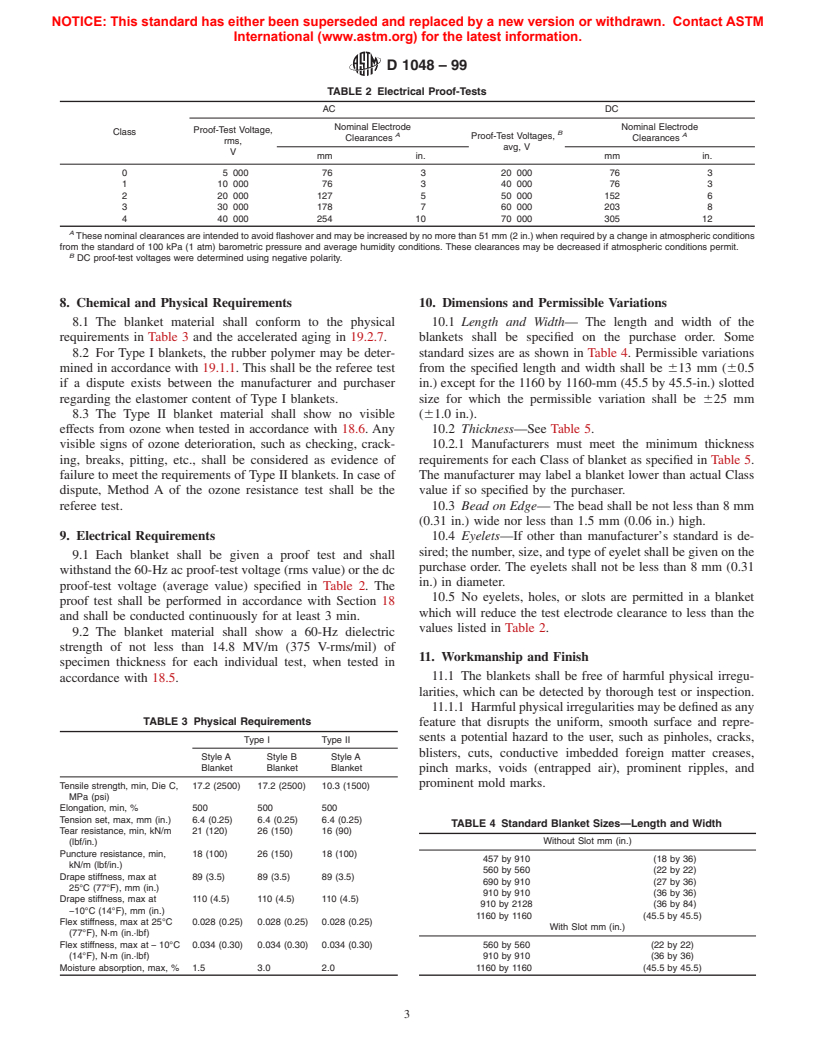 ASTM D1048-99 - Standard Specification for Rubber Insulating Blankets