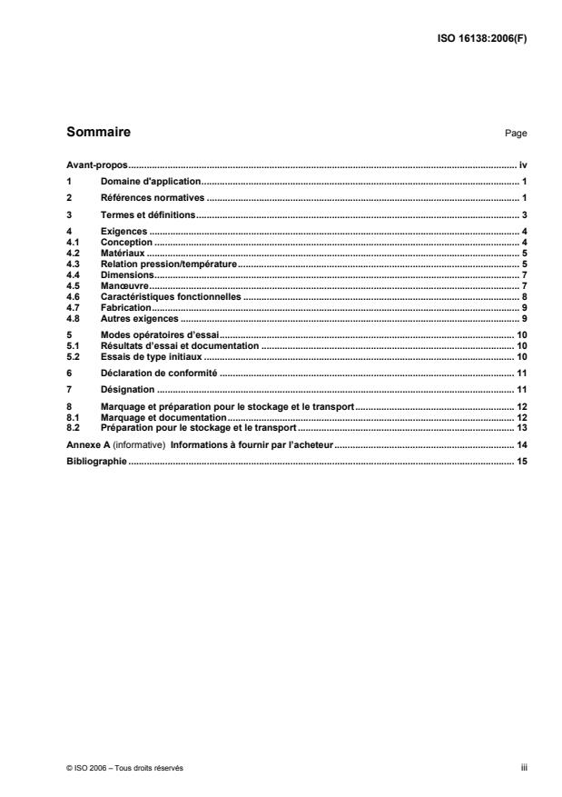 ISO 16138:2006 - Robinetterie industrielle -- Robinets a membrane en matériaux thermoplastiques