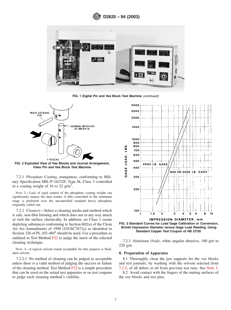 ASTM D2625-94(2003) - Standard Test Method for Endurance (Wear) Life and Load-Carrying Capacity of Solid Film Lubricants (Falex Pin and Vee Method)