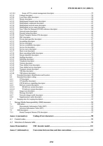 SIST EN 300 468 V1.10.1:2010 ETSI EN 300 468 V1.10.1 (2009-11) - Digital Video Broadcasting (DVB); Specification for Service Information (SI) in DVB systems - Page 4 preview