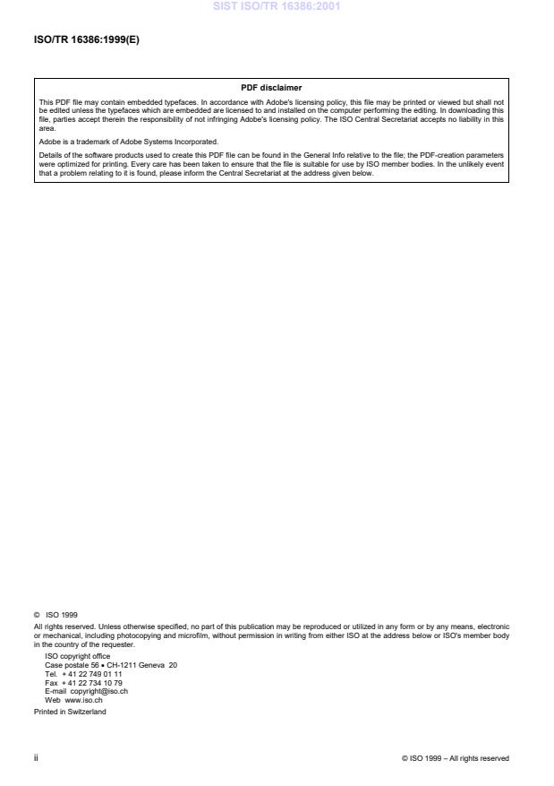 ISO/TR 16386:1999 ISO/TR 16386:2001 - Page 4 preview