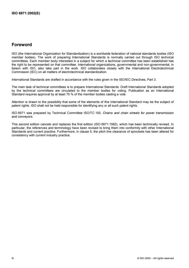 ISO 6971:2002 ISO 6971:2002 - Cranked-link drag chains of welded construction, attachments and sprockets - Page 4 preview