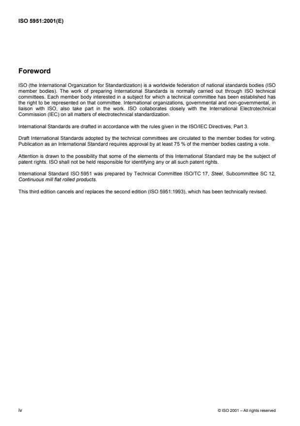 ISO 5951:2001 ISO 5951:2001 - Hot-rolled steel sheet of higher yield strength with improved formability - Page 4 preview