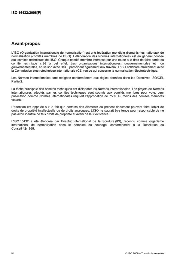 ISO 16432:2006 ISO 16432:2006 - Soudage par résistance -- Mode opératoire de soudage par bossage(s) embouti(s) des aciers a bas carbone revetus et non revetus - Page 4 preview