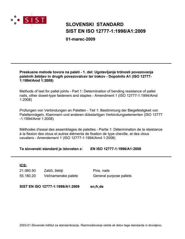 SIST EN ISO 12777-1:1998/A1:2009