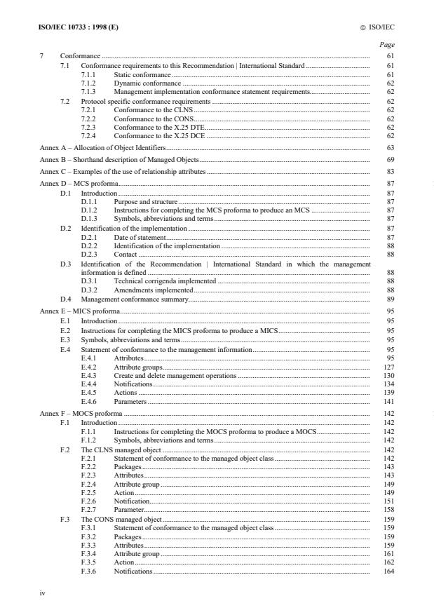 ISO/IEC 10733:1998 ISO/IEC 10733:1998 - Information technology -- Elements of management information related to the OSI Network Layer - Page 4 preview