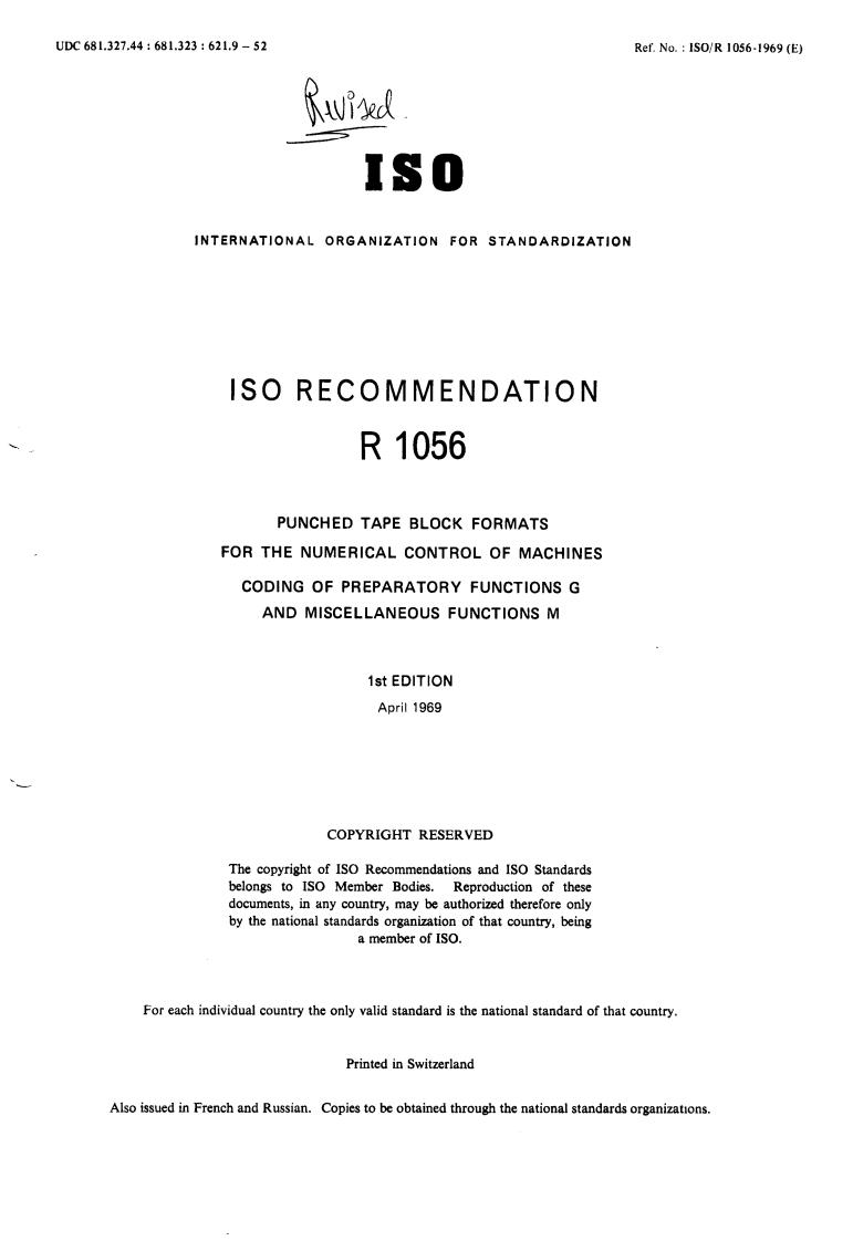 ISO/R 1056:1969 - Title missing - Legacy paper document