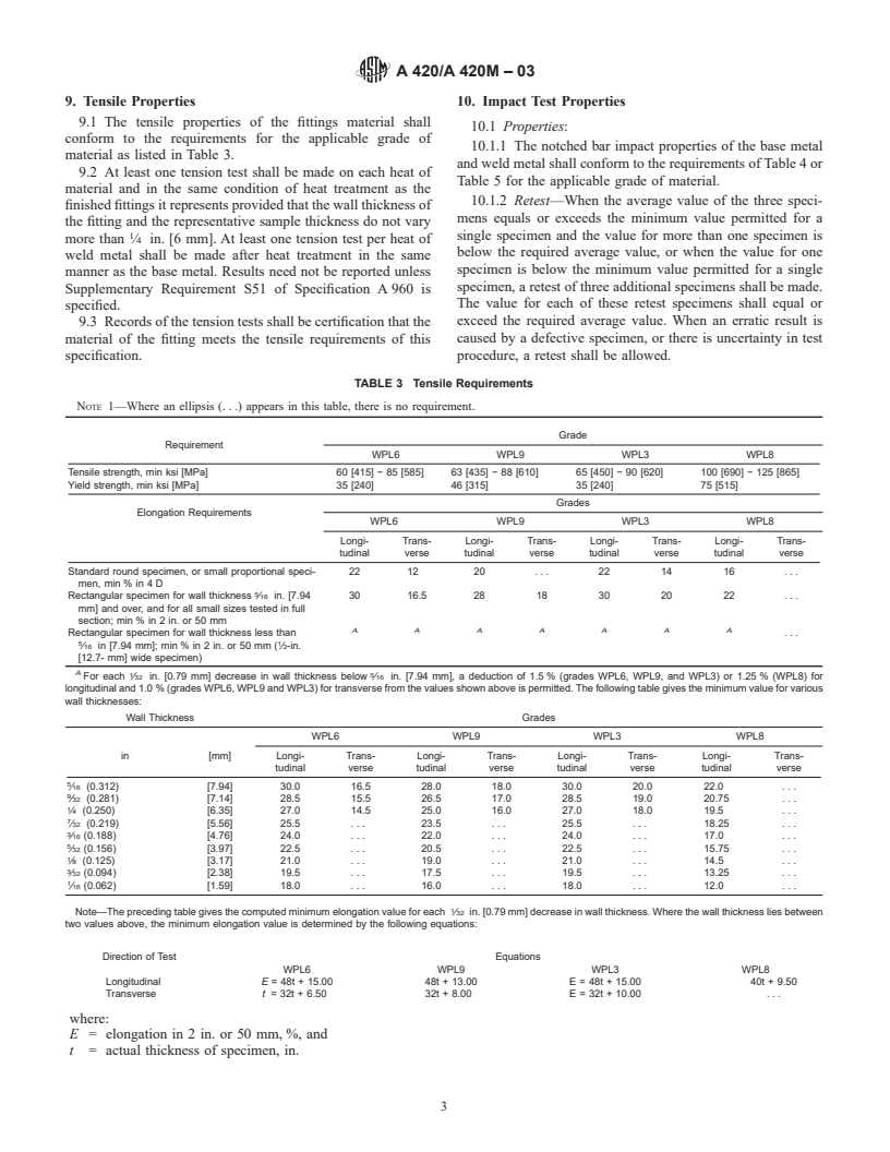 ASTM A420/A420M-03 - Standard Specification for Piping Fittings of Wrought Carbon Steel and Alloy Steel for Low-Temperature Service