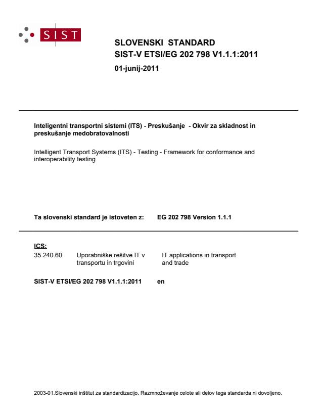 V ETSI/EG 202 798 V1.1.1:2011