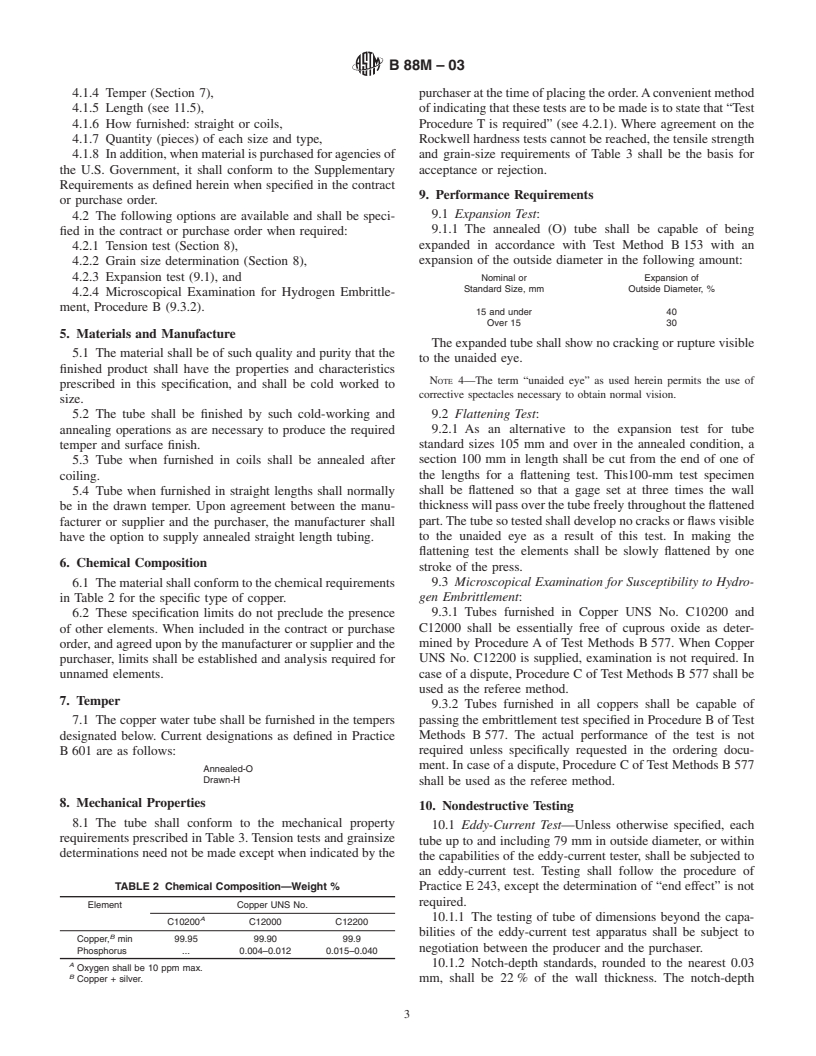 ASTM B88M-03 - Standard Specification for Seamless Copper Water Tube [Metric]