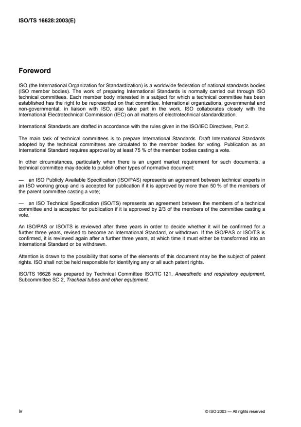 ISO/TS 16628:2003 ISO/TS 16628:2003 - Tracheobronchial tubes -- Recommendations for size designation and labelling - Page 4 preview