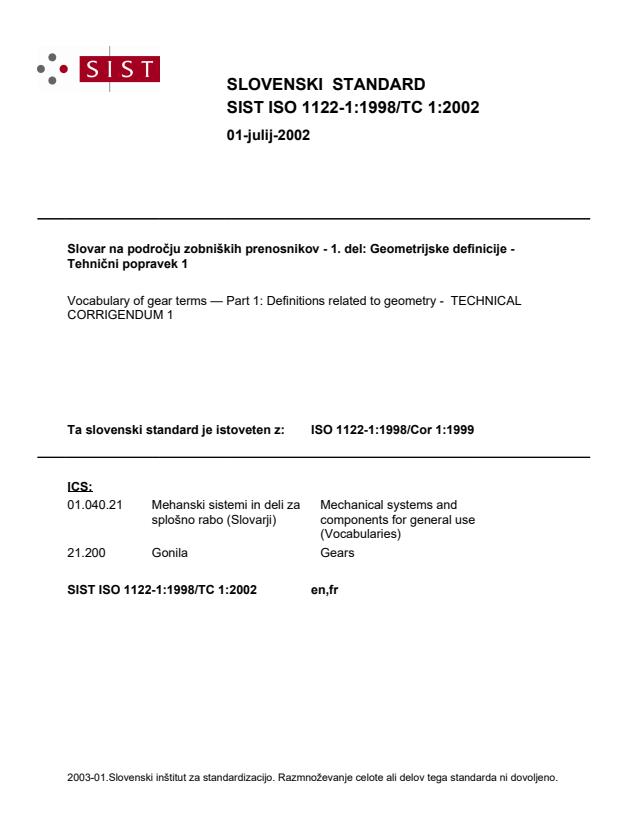 ISO 1122-1:1998/TC 1:2002