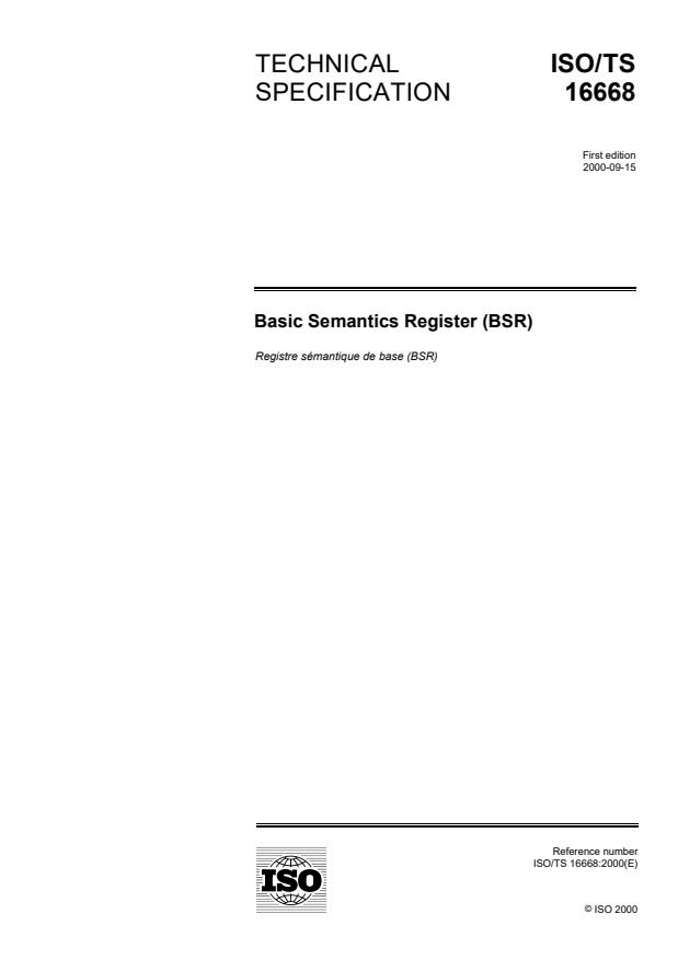 ISO/TS 16668:2000 - Basic Semantics Register (BSR)