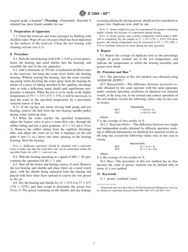 ASTM D1264-03e1 - Standard Test Method for Determining the Water Washout Characteristics of Lubricating Greases