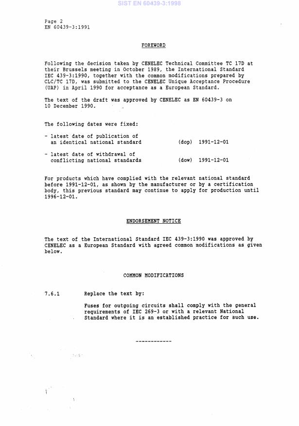 EN 60439-3:1991 EN 60439-3:1998 - Page 4 preview