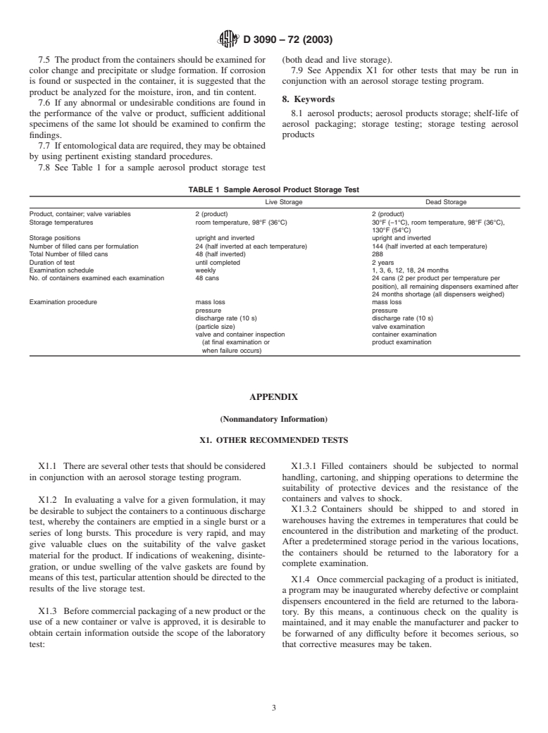 ASTM D3090-72(2003) - Standard Practice for Storage Testing of Aerosol Products