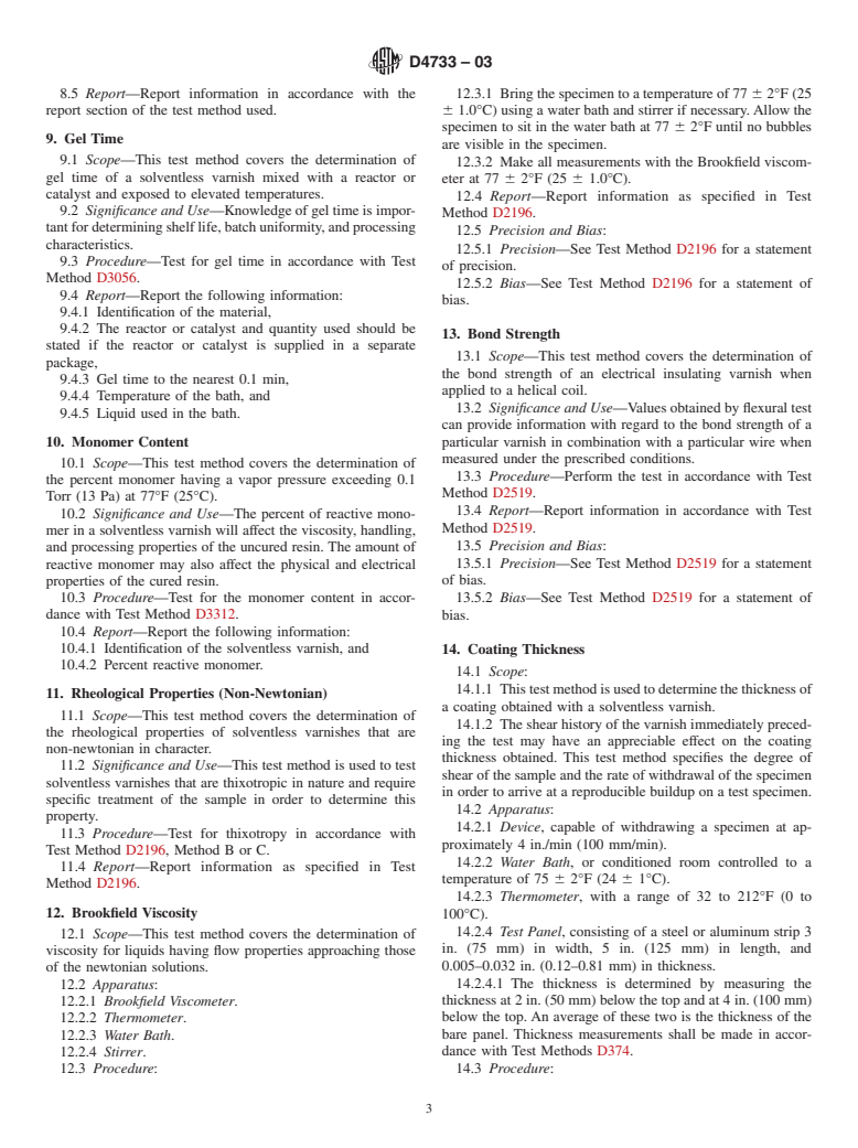 ASTM D4733-03 - Standard Test Methods for Solventless Electrical Insulating Varnishes