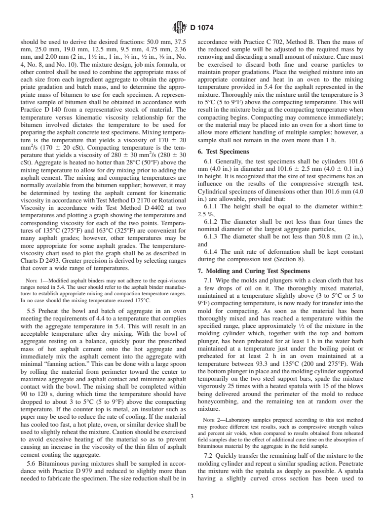 ASTM D1074-02 - Standard Test Method for Compressive Strength of Bituminous Mixtures