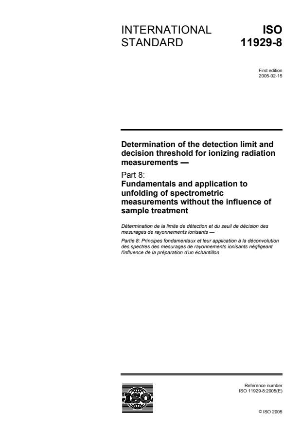 ISO 11929-8:2005 - Determination of the detection limit and decision threshold for ionizing radiation measurements