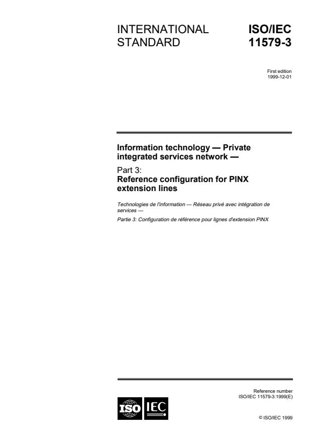 ISO/IEC 11579-3:1999 - Information technology -- Private integrated services network