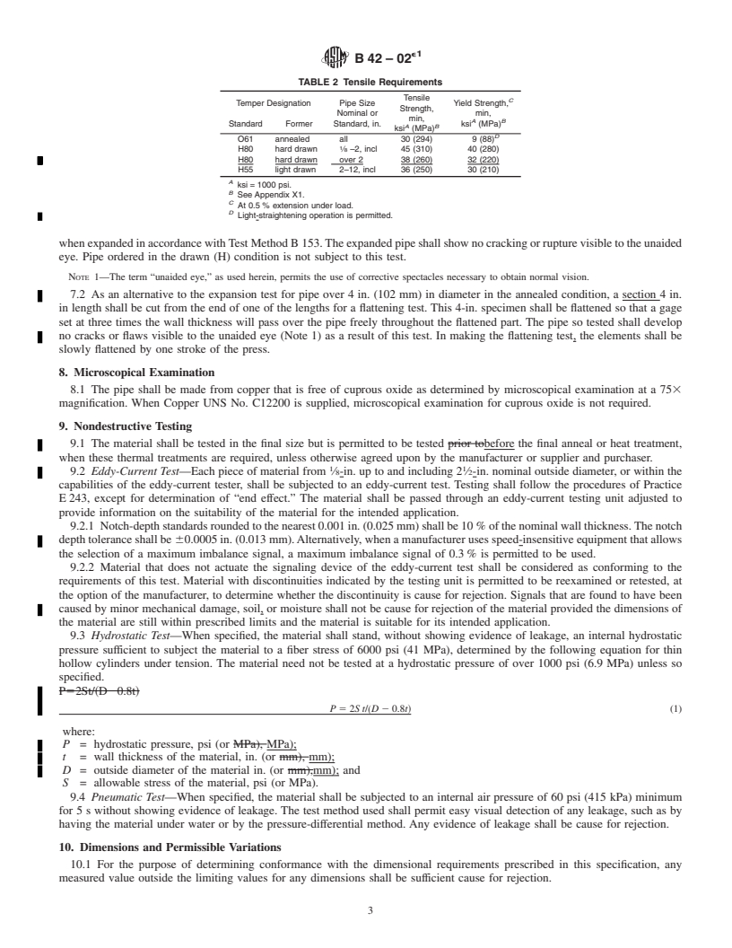 REDLINE ASTM B42-02e1 - Standard Specification for Seamless Copper Pipe, Standard Sizes