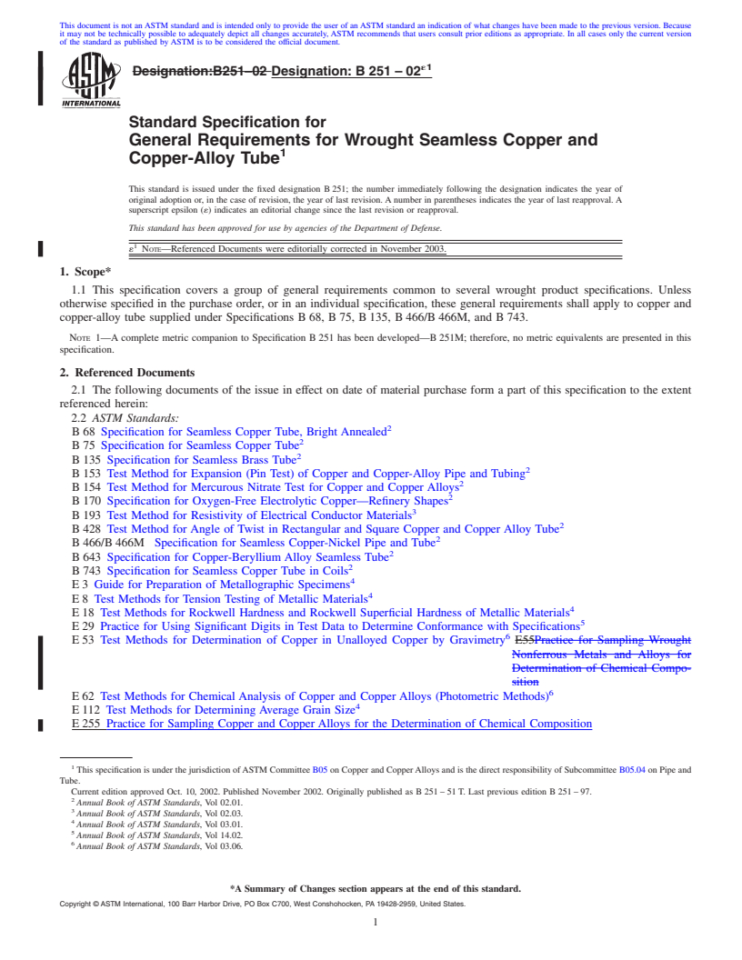 REDLINE ASTM B251-02e1 - Standard Specification for General Requirements for Wrought Seamless Copper and Copper-Alloy Tube