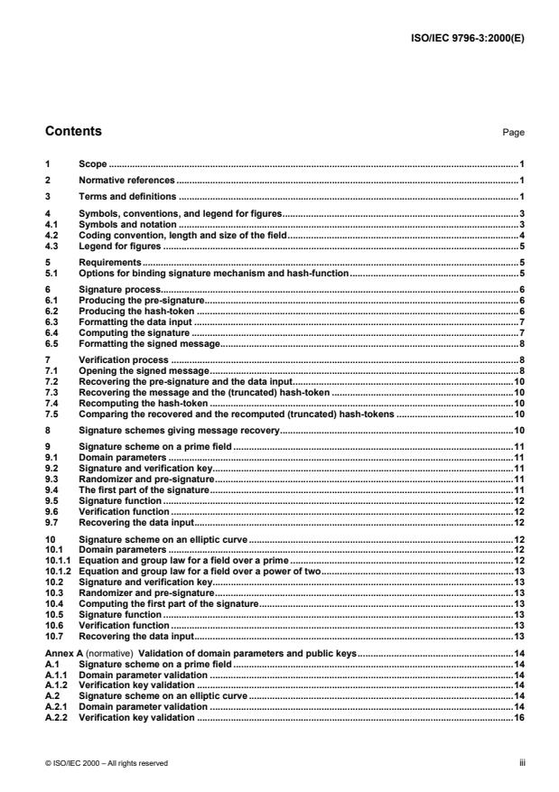 ISO/IEC 9796-3:2000 ISO/IEC 9796-3:2000 - Information technology -- Security techniques -- Digital signature schemes giving message recovery - Page 3 preview
