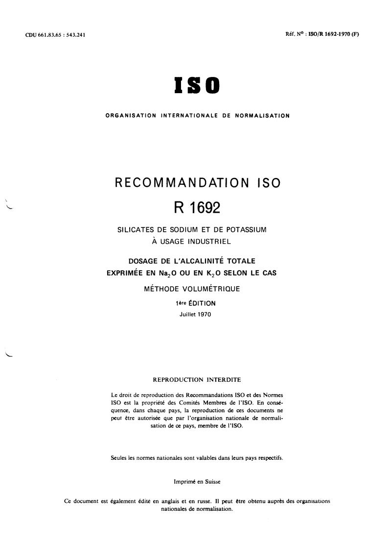 ISO/R 1692:1970 - Title missing - Legacy paper document
Released:1/1/1970