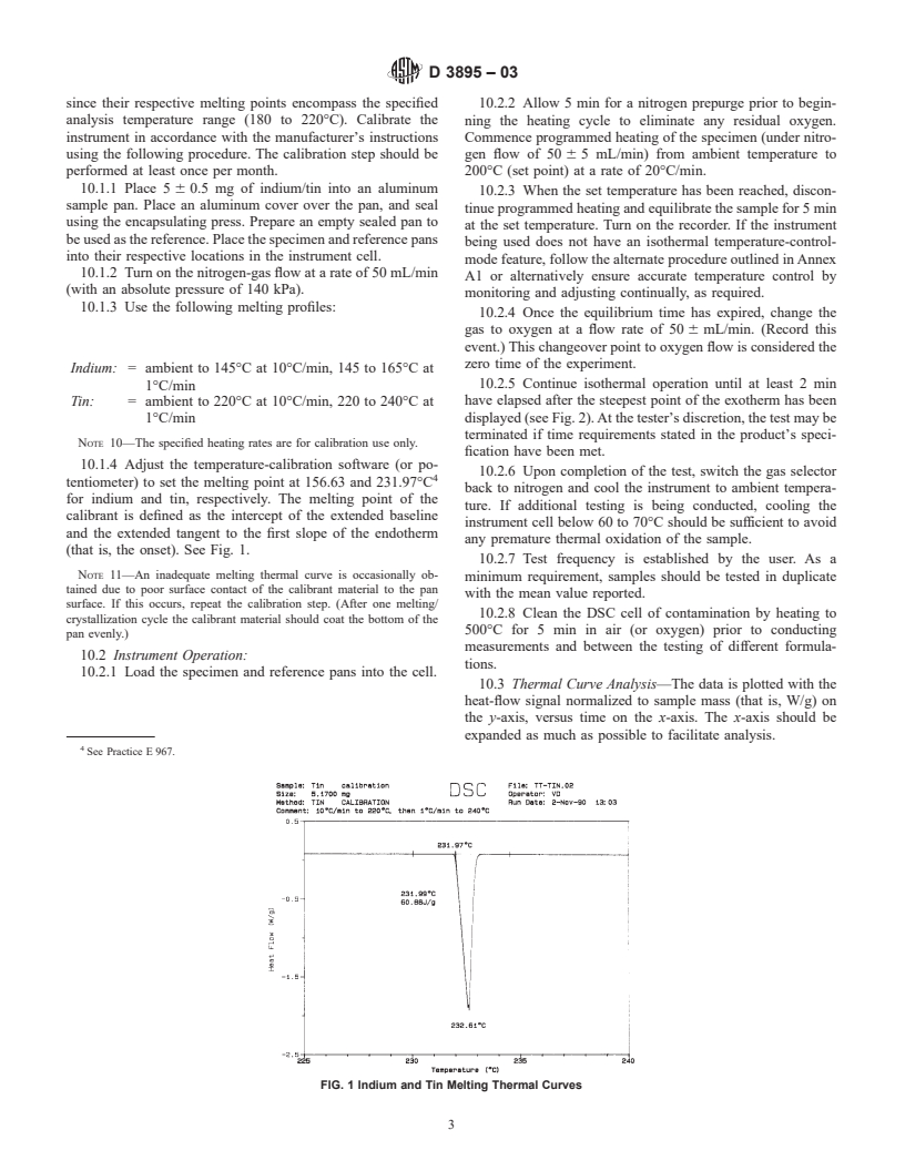 ASTM D3895-03 - Standard Test Method for Oxidative-Induction Time of Polyolefins by Differential Scanning Calorimetry