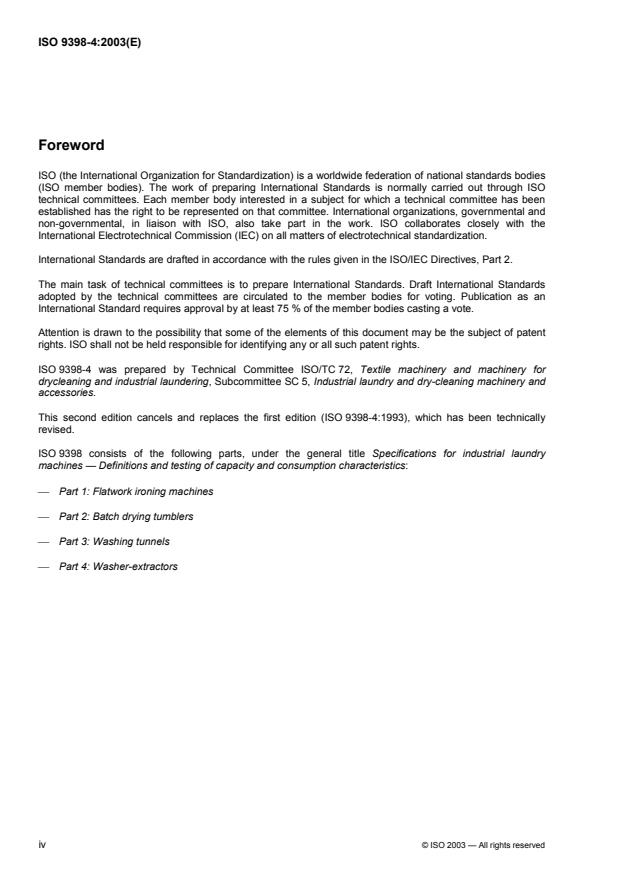 ISO 9398-4:2003 ISO 9398-4:2003 - Specifications for industrial laundry machines -- Definitions and testing of capacity and consumption characteristics - Page 4 preview