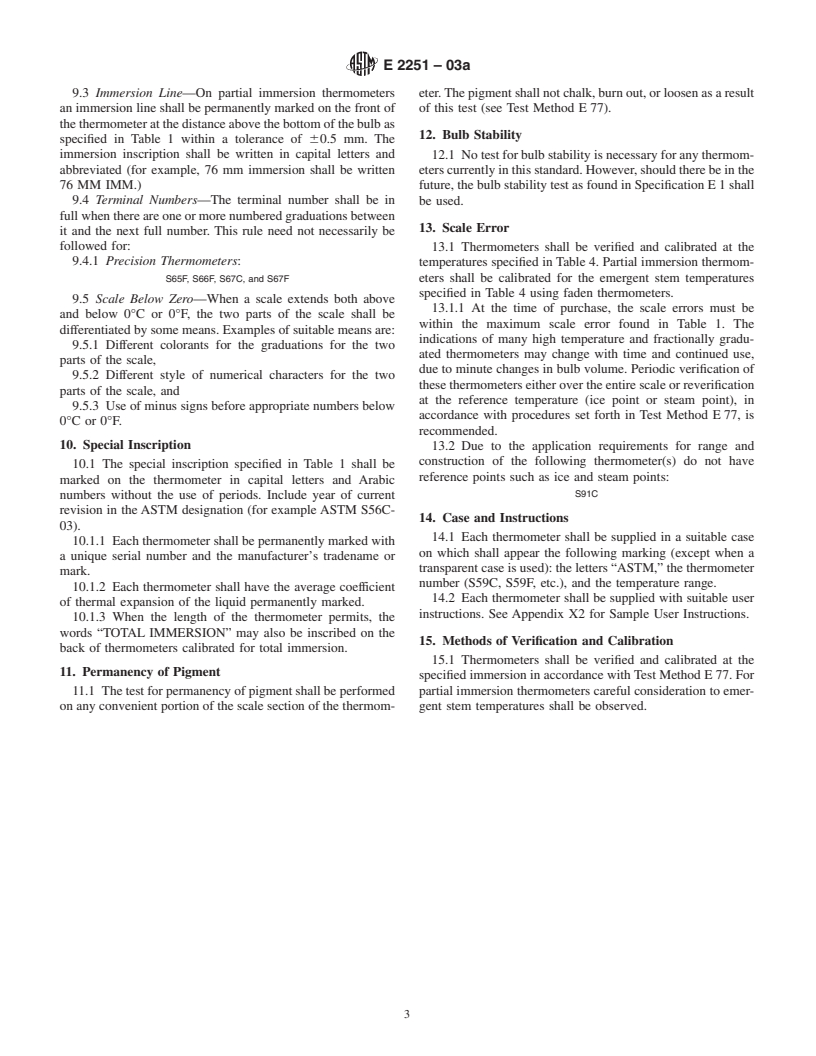 ASTM E2251-03a - Standard Specification for Liquid-in-Glass ASTM Thermometers with Low-Hazard Precision Liquids