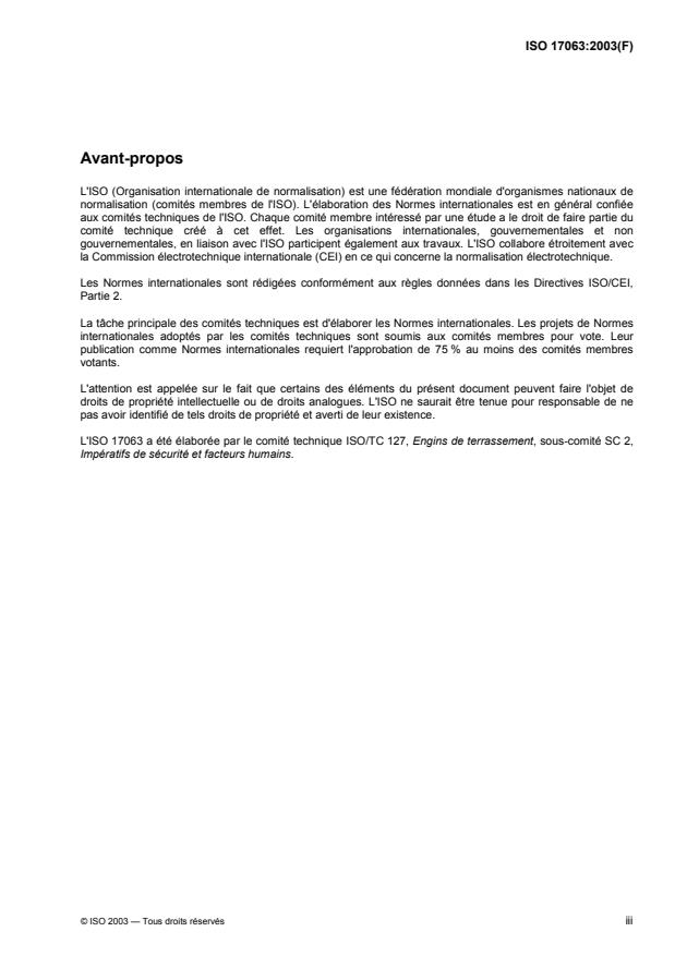 ISO 17063:2003 ISO 17063:2003 - Engins de terrassement -- Dispositifs de freinage des engins a conducteur accompagnant -- Exigences de performance et modes opératoires d'essai - Page 3 preview