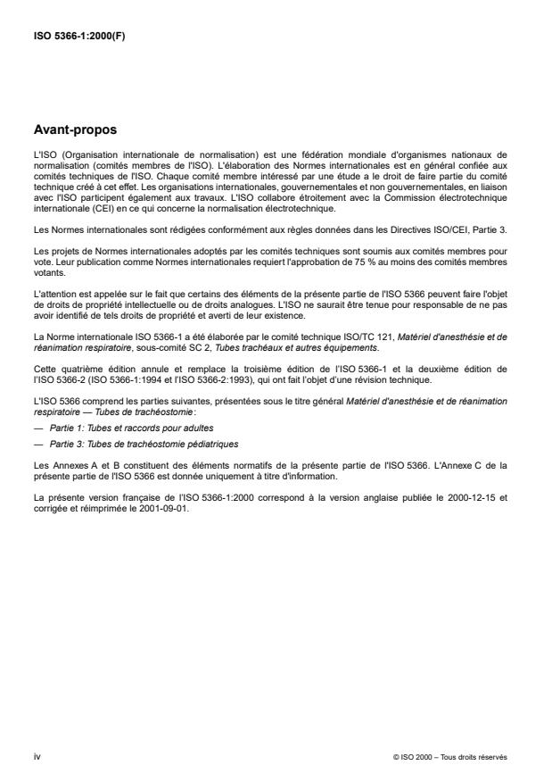 ISO 5366-1:2000 ISO 5366-1:2000 - Matériel d'anesthésie et de réanimation respiratoire -- Tubes de trachéostomie - Page 4 preview
