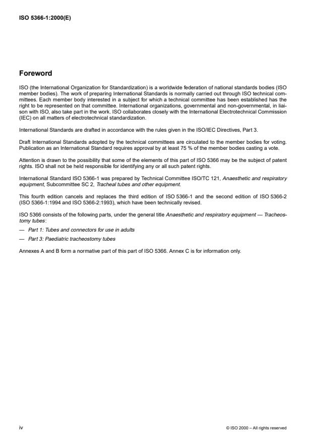ISO 5366-1:2000 ISO 5366-1:2000 - Anaesthetic and respiratory equipment -- Tracheostomy tubes - Page 4 preview