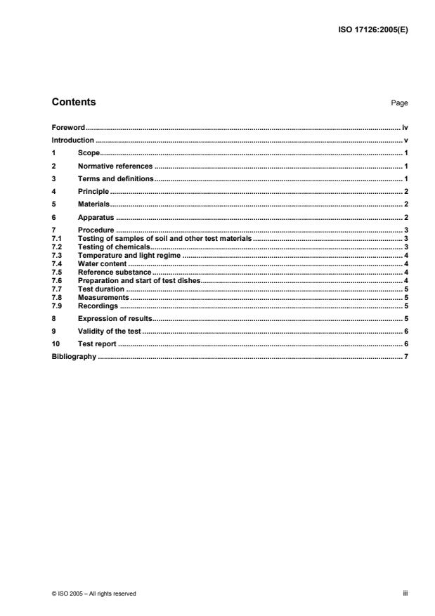 ISO 17126:2005 - Soil quality -- Determination of the effects of pollutants on soil flora -- Screening test for emergence of lettuce seedlings (Lactuca sativa L.)