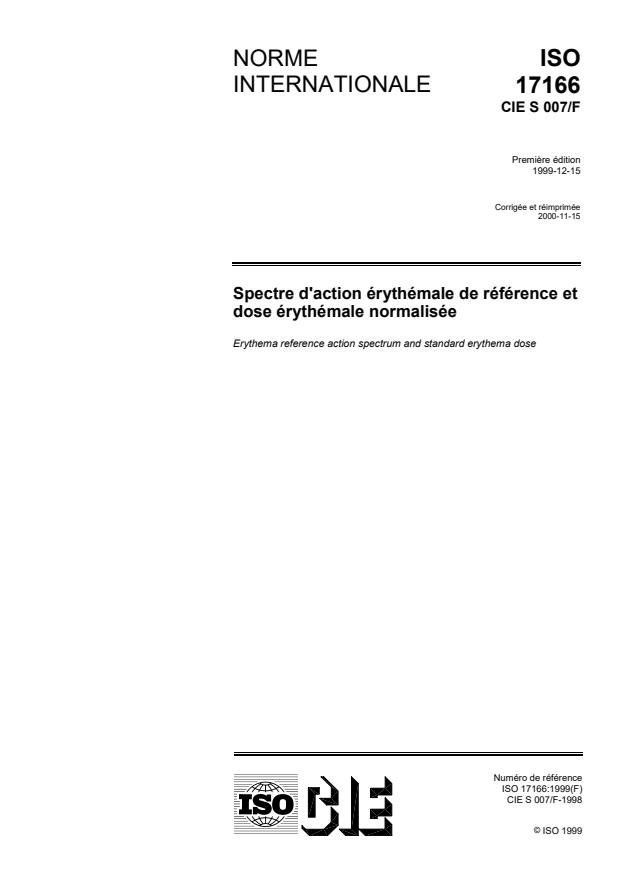 ISO 17166:1999 - Spectre d'action érythémale de référence et dose érythémale normalisée