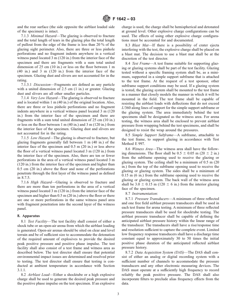 ASTM F1642-03 - Standard Test Method for Glazing and Glazing Systems Subject to Airblast Loadings