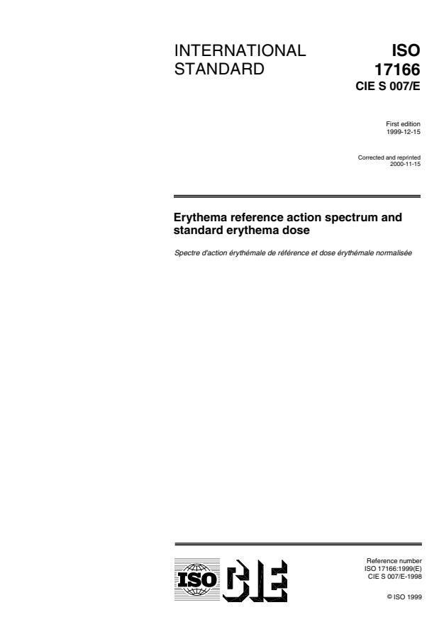 ISO 17166:1999 - Erythema reference action spectrum and standard erythema dose