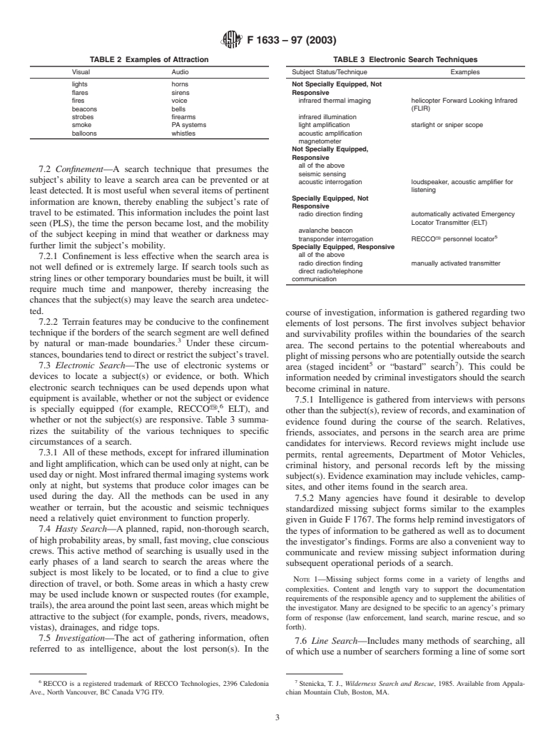 ASTM F1633-97(2003) - Standard Guide for Techniques in Land Search