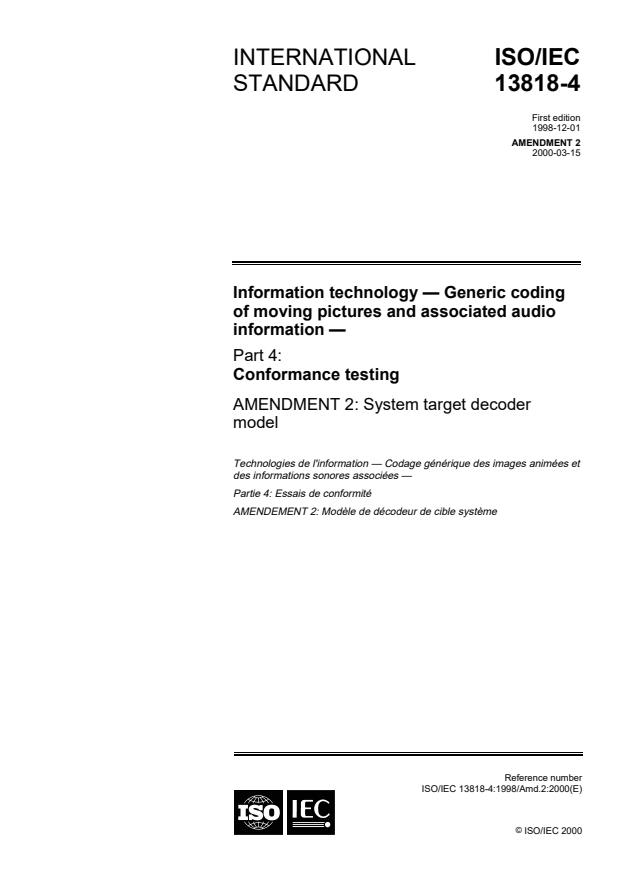 ISO/IEC 13818-4:1998/Amd 2:2000 - System target decoder model